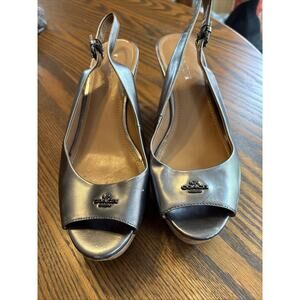Coach open toe sling back wedges 9B **see Description**